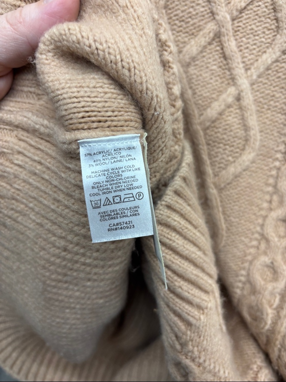 Loft | Mock Neck Cable Knit Sweater - Taupe SP small petite wool blend - Picture 7 of 7